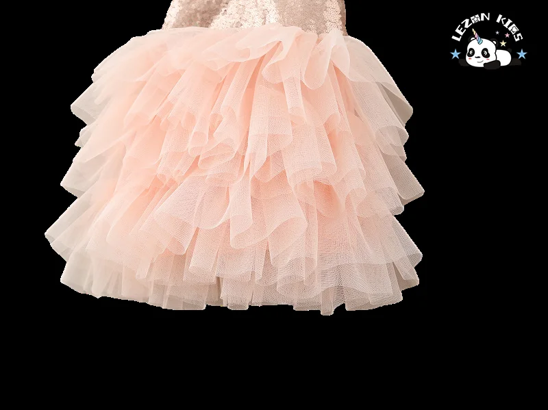 LEZONKIDS - Novo em 2024 Saias Suspensoras para Meninas com Renda e Lantejoulas Bolo Vestidos para Meninas de 2-14 Anos